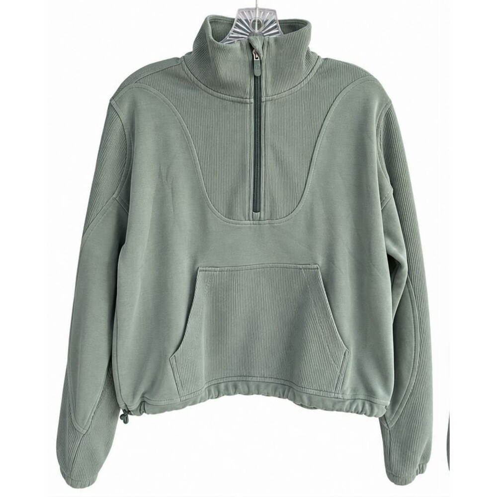 Lululemon Brushed Softstreme Ribbed Half Zip Pullover Green Size 8 Sage Green